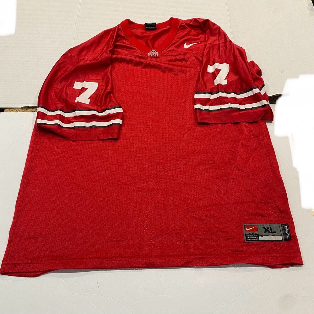 Vtg Nike Ohio State 7 Red Jersey Mens Size XL